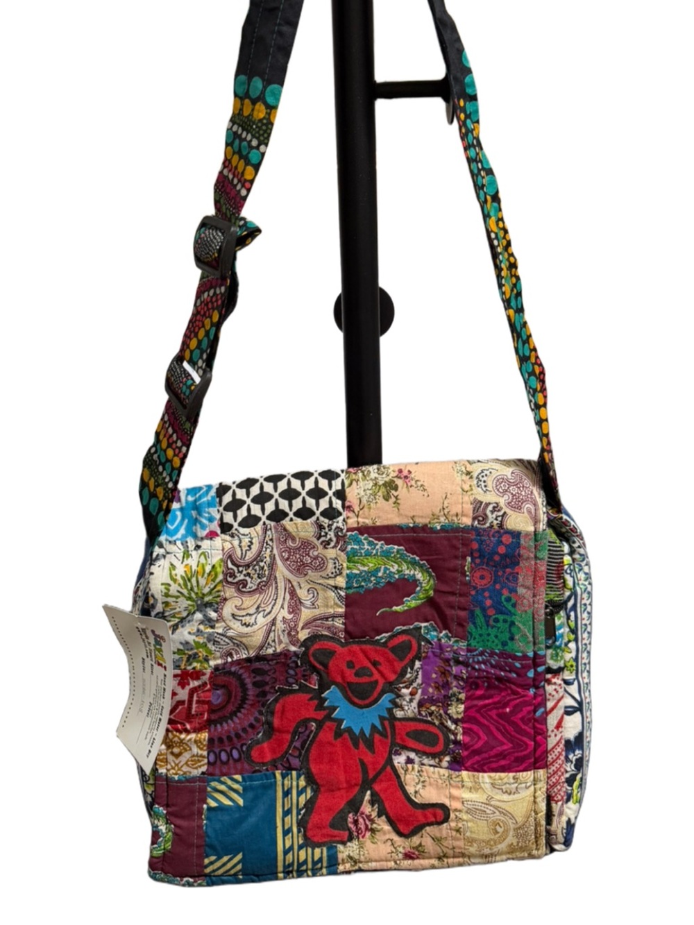 Red Bear Appliqué Patchwork Bag